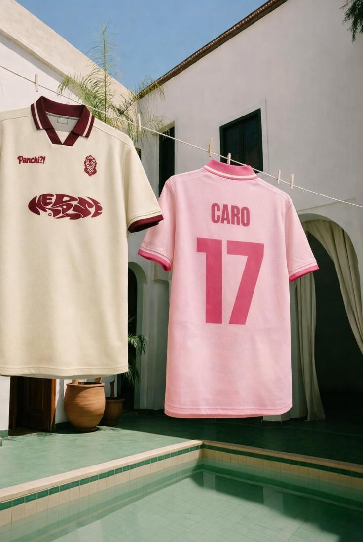 Voetbalshirts boven een zwembad